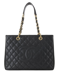 Chanel Chanel Black Quilted Caviar Leather Grand Shopping Tote (Gst) (Authentic