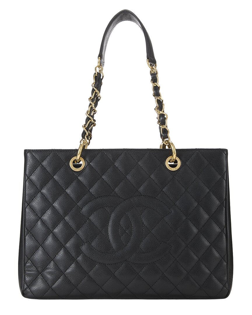 Chanel Chanel Black Quilted Caviar Leather Grand Shopping Tote (Gst) (Authentic