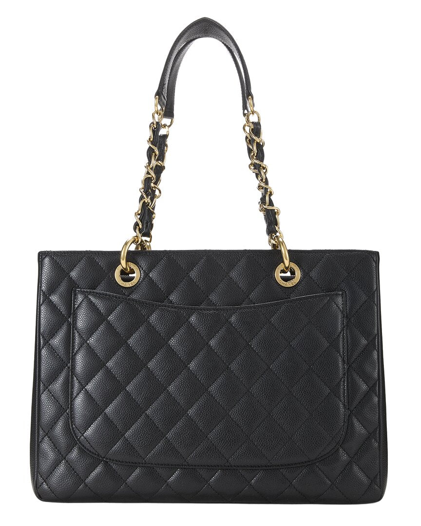 Chanel Chanel Black Quilted Caviar Leather Grand Shopping Tote (Gst) (Authentic