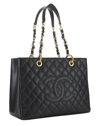 Chanel Chanel Black Quilted Caviar Leather Grand Shopping Tote (Gst) (Authentic