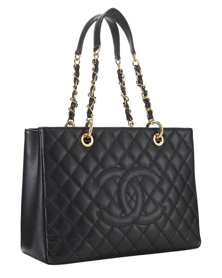 Chanel Chanel Black Quilted Caviar Leather Grand Shopping Tote (Gst) (Authentic