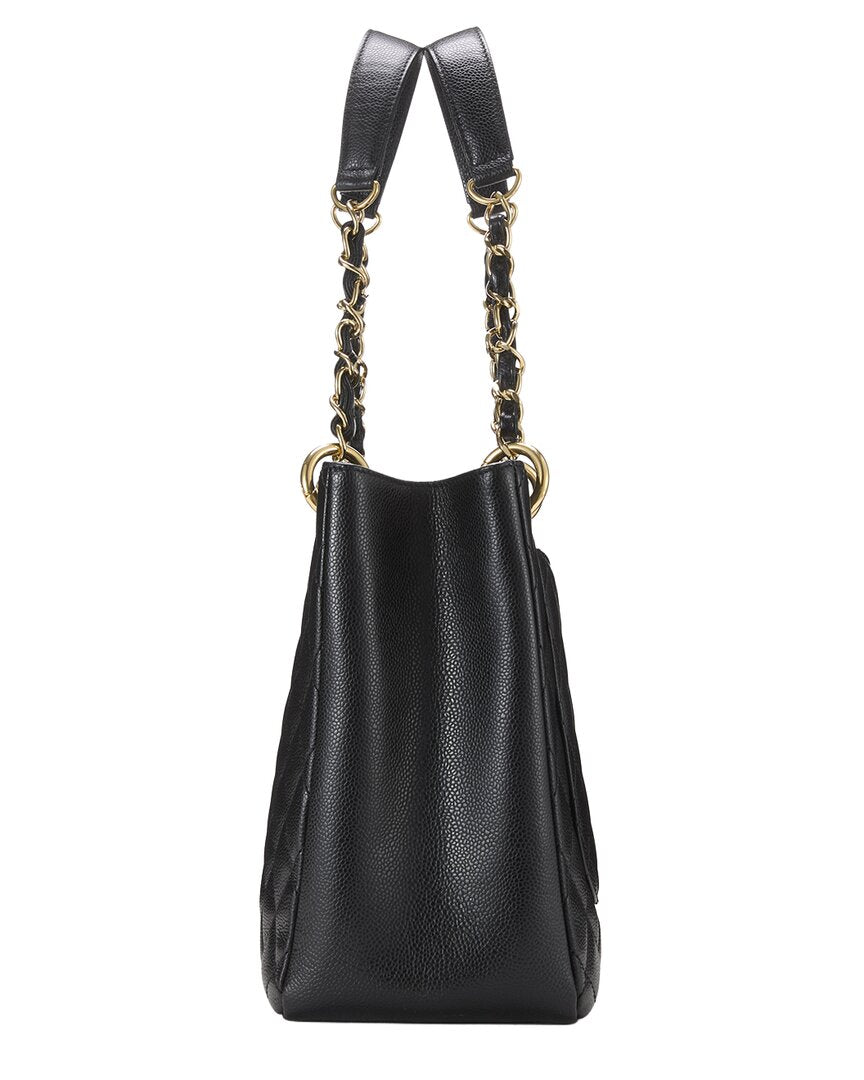 Chanel Chanel Black Quilted Caviar Leather Grand Shopping Tote (Gst) (Authentic