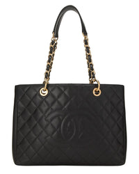 Chanel Chanel Black Quilted Caviar Leather Grand Shopping Tote (Gst) (Authentic