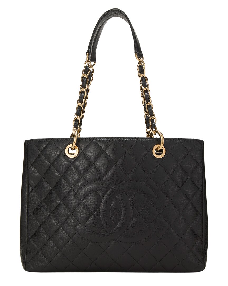 Chanel Chanel Black Quilted Caviar Leather Grand Shopping Tote (Gst) (Authentic