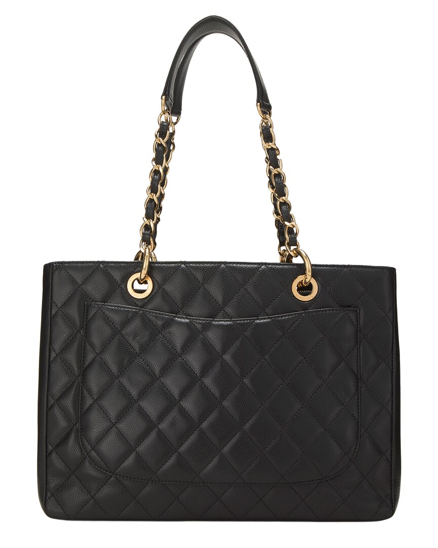 Chanel Chanel Black Quilted Caviar Leather Grand Shopping Tote (Gst) (Authentic