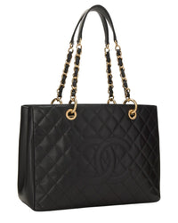 Chanel Chanel Black Quilted Caviar Leather Grand Shopping Tote (Gst) (Authentic