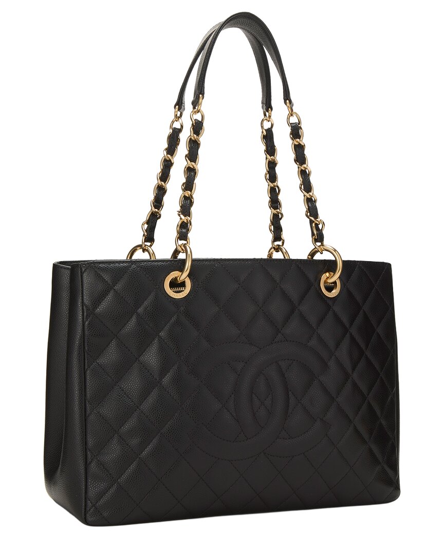 Chanel Chanel Black Quilted Caviar Leather Grand Shopping Tote (Gst) (Authentic