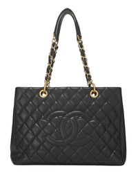 Chanel Chanel Black Quilted Caviar Leather Grand Shopping Tote (Gst) (Authentic