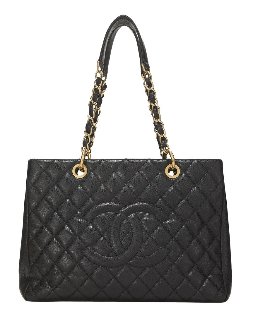 Chanel Chanel Black Quilted Caviar Leather Grand Shopping Tote (Gst) (Authentic