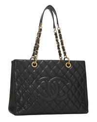 Chanel Chanel Black Quilted Caviar Leather Grand Shopping Tote (Gst) (Authentic
