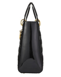 Dior Dior Black Patent Leather Lady Dior Large (Authentic Pre-Loved)