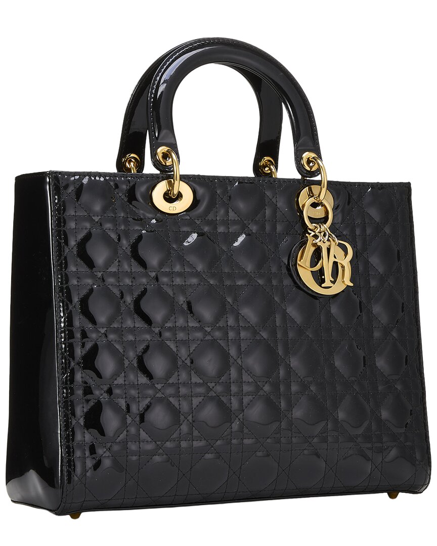 Dior Dior Black Patent Leather Lady Dior Large (Authentic Pre-Loved)