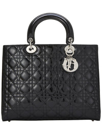 Dior Dior Black Patent Leather Lady Dior Large (Authentic Pre-Loved)