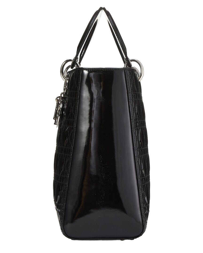 Dior Dior Black Patent Leather Lady Dior Large (Authentic Pre-Loved)