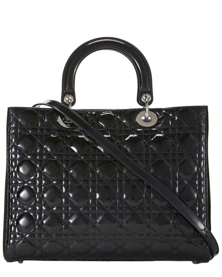 Dior Dior Black Patent Leather Lady Dior Large (Authentic Pre-Loved)