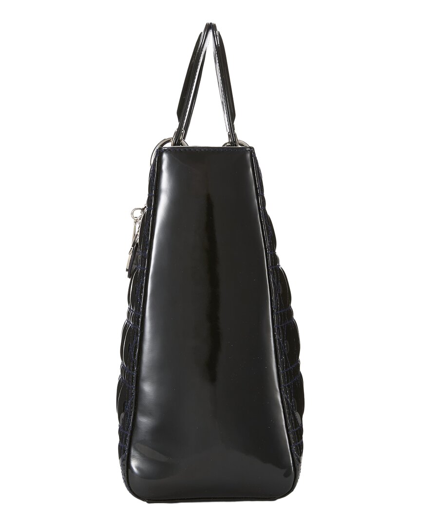 Dior Dior Black Patent Leather Lady Dior Large (Authentic Pre-Loved)