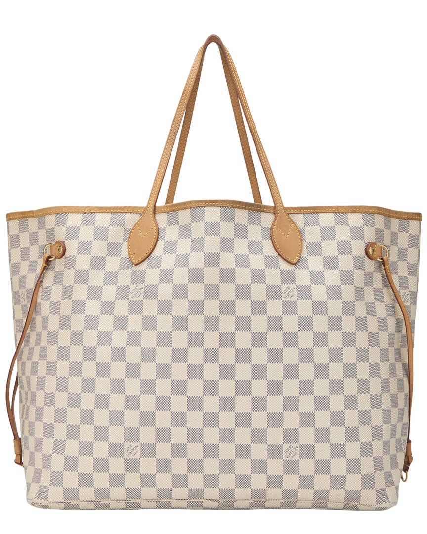 Louis Vuitton Louis Vuitton Cream Damier Azur Canvas & Vachetta Leather Neverfull Gm