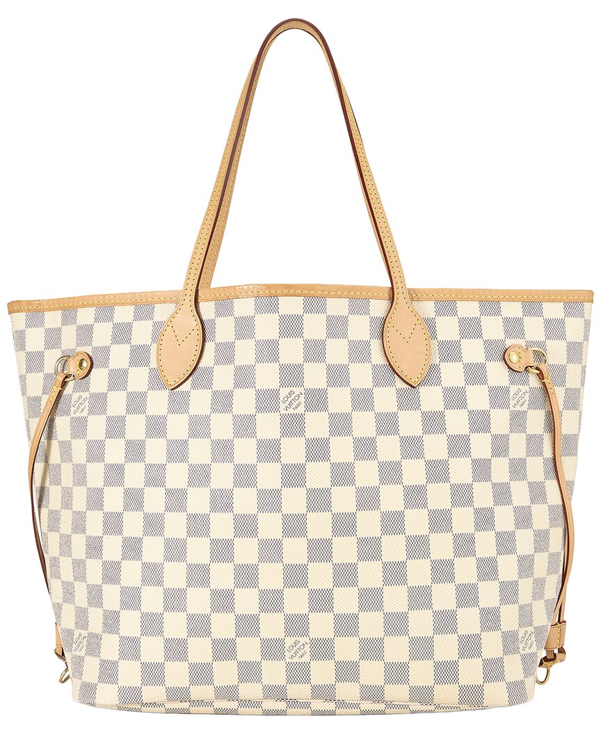 Louis Vuitton Louis Vuitton Cream Damier Azur Canvas & Vachetta Leather Neverfull Mm