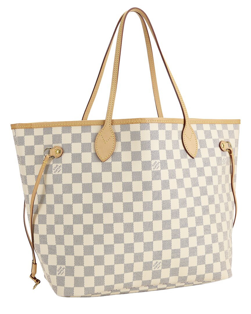 Louis Vuitton Louis Vuitton Cream Damier Azur Canvas & Vachetta Leather Neverfull Mm