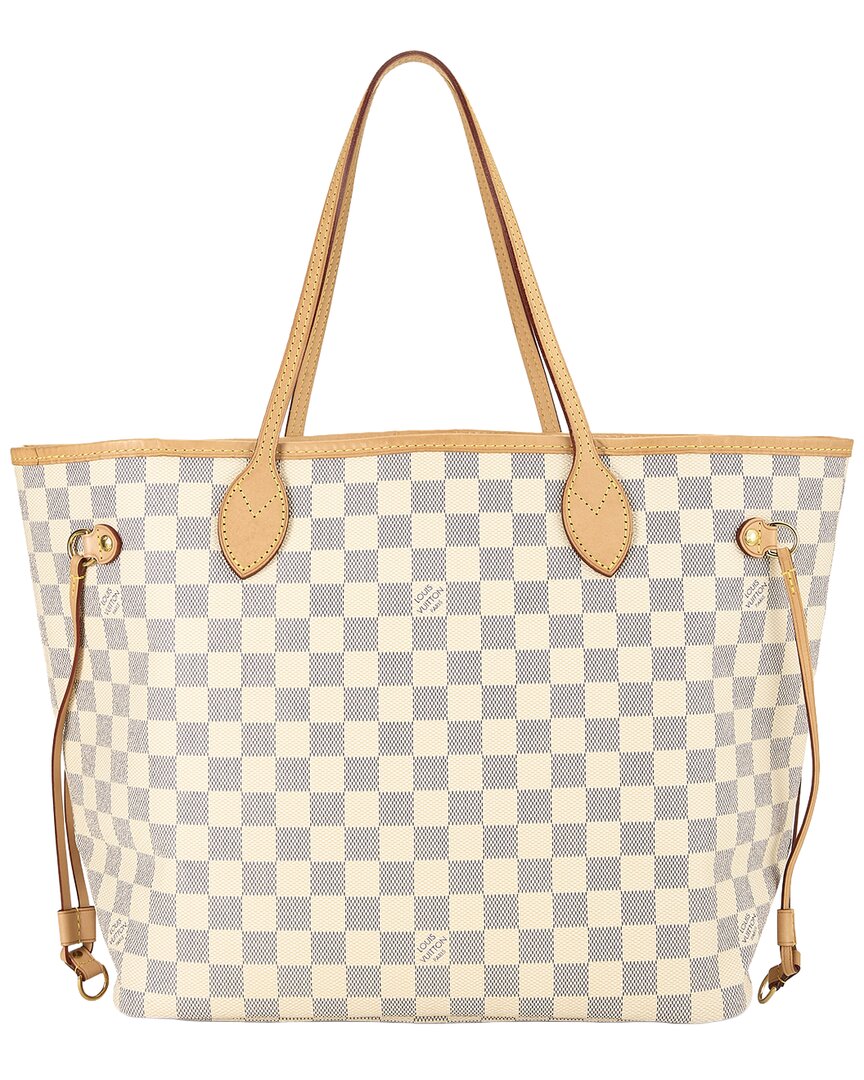 Louis Vuitton Louis Vuitton Cream Damier Azur Canvas & Vachetta Leather Neverfull Mm