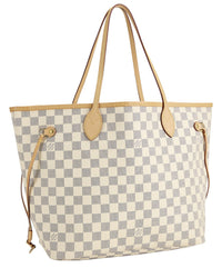 Louis Vuitton Louis Vuitton Cream Damier Azur Canvas & Vachetta Leather Neverfull Mm