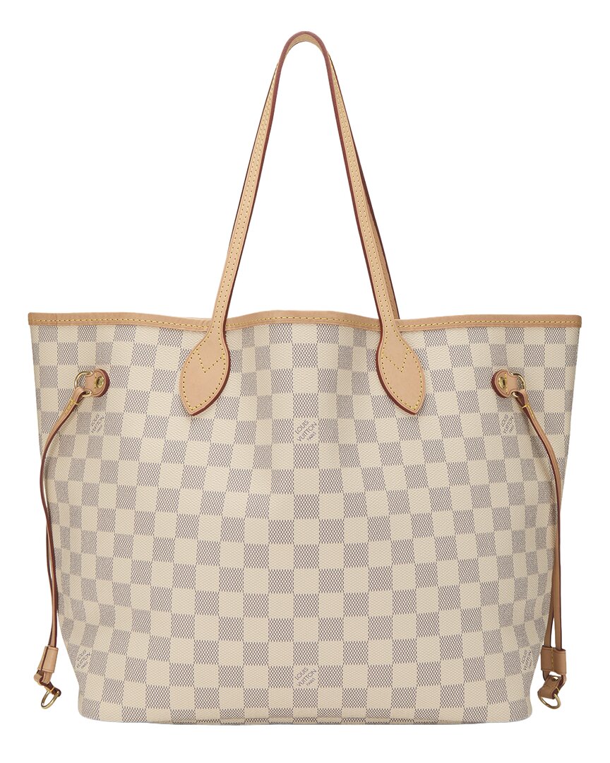 Louis Vuitton Louis Vuitton Cream Damier Azur Canvas & Vachetta Leather Neverfull Mm