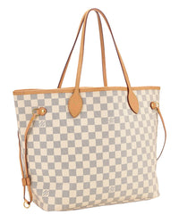 Louis Vuitton Louis Vuitton Cream Damier Azur Canvas & Vachetta Leather Neverfull Mm