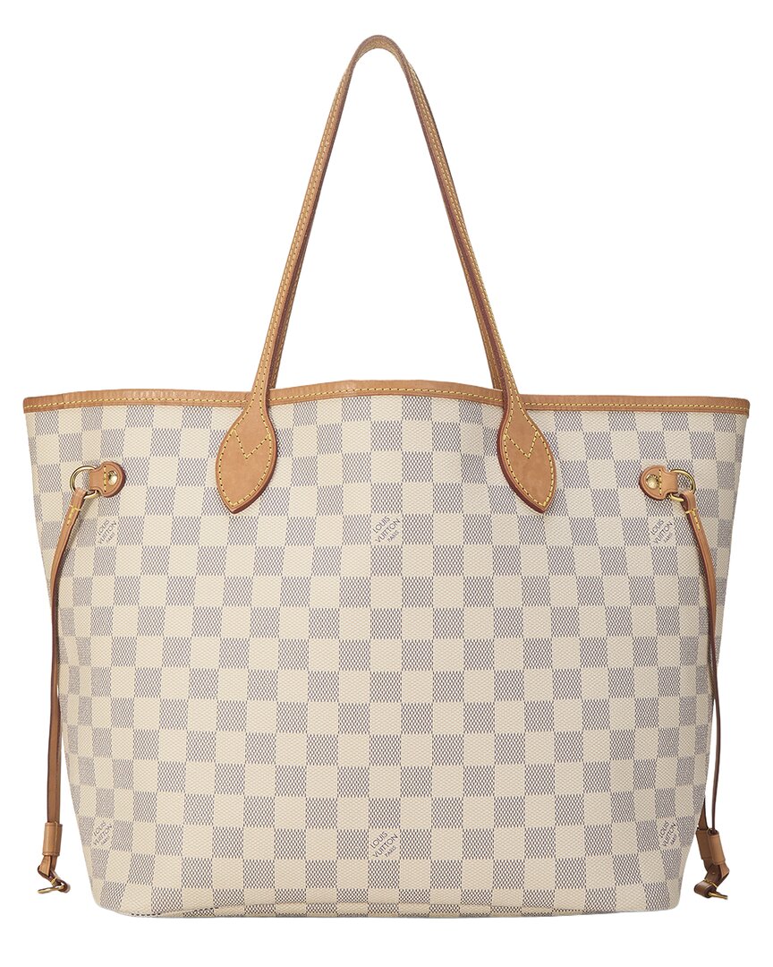 Louis Vuitton Louis Vuitton Cream Damier Azur Canvas & Vachetta Leather Neverfull Mm