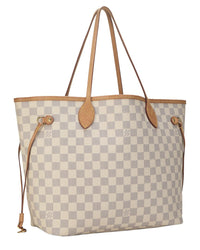 Louis Vuitton Louis Vuitton Cream Damier Azur Canvas & Vachetta Leather Neverfull Mm