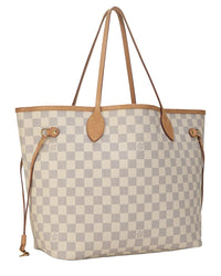 Louis Vuitton Louis Vuitton Cream Damier Azur Canvas & Vachetta Leather Neverfull Mm