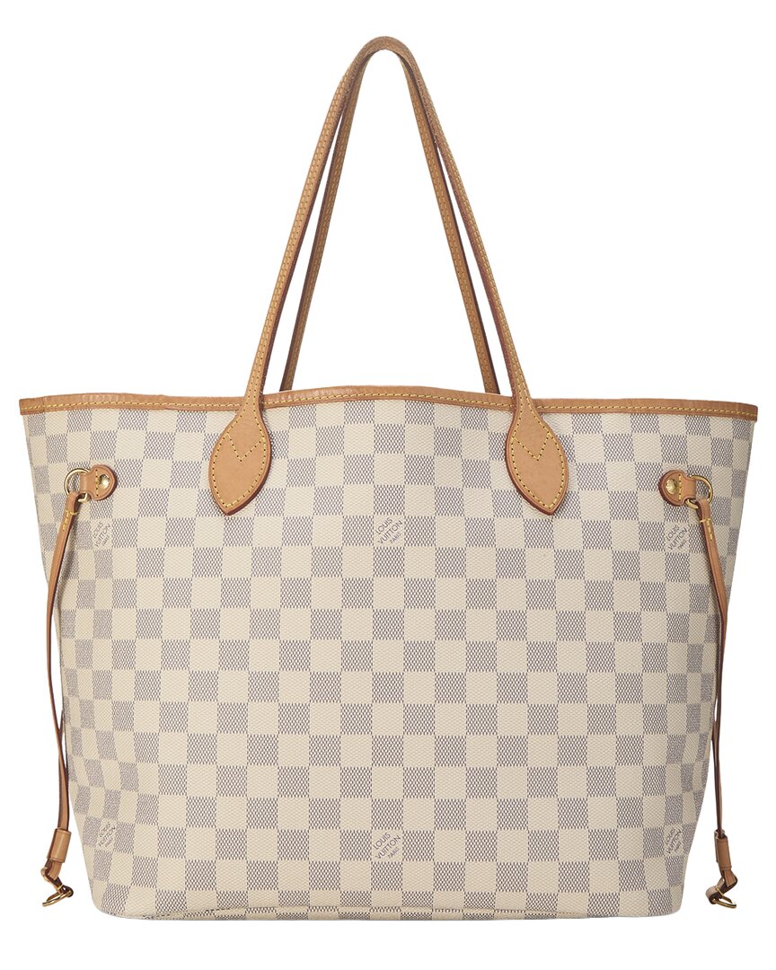 Louis Vuitton Louis Vuitton Cream Damier Azur Canvas & Vachetta Leather Neverfull Mm