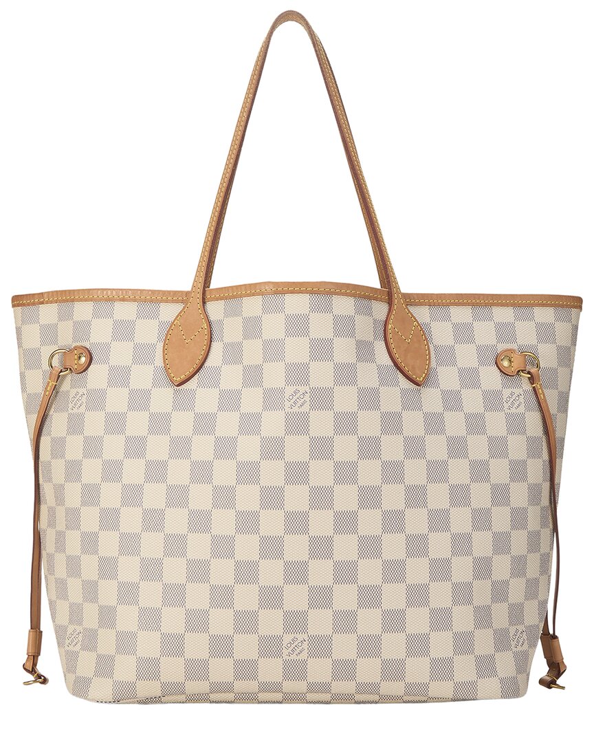 Louis Vuitton Louis Vuitton Cream Damier Azur Canvas & Vachetta Leather Neverfull Mm