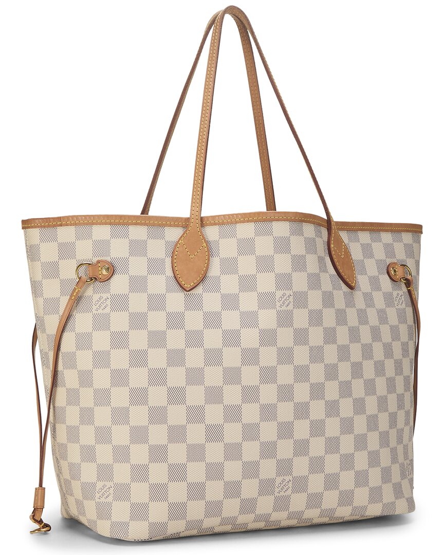 Louis Vuitton Louis Vuitton Cream Damier Azur Canvas & Vachetta Leather Neverfull Mm