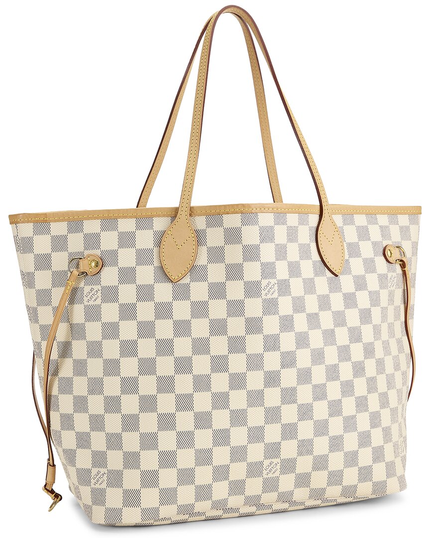 Louis Vuitton Louis Vuitton Cream Damier Azur Canvas & Vachetta Leather Neverfull Mm