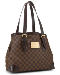 Louis Vuitton Louis Vuitton Brown Damier Ebene & Vachetta Leather Hampstead Mm (Authentic
