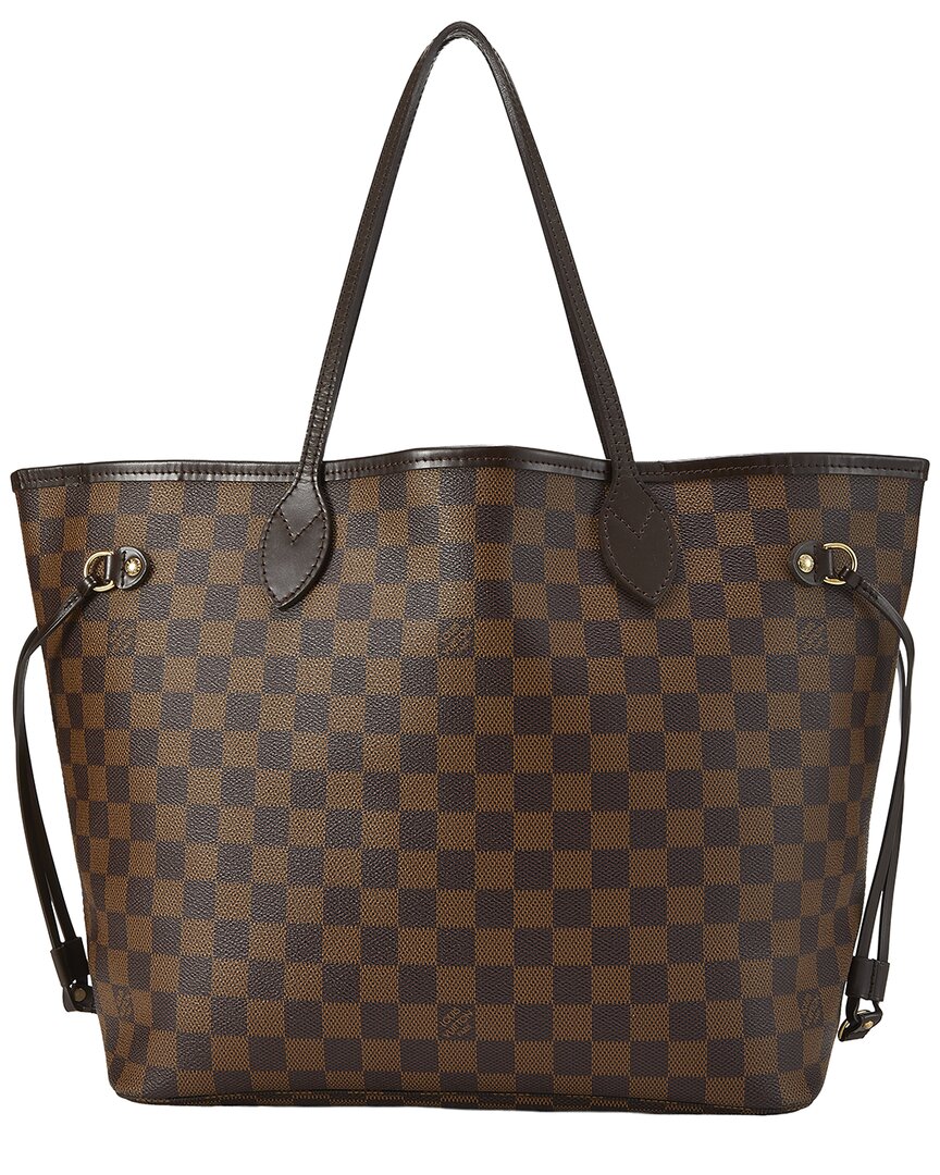 Louis Vuitton Louis Vuitton Brown Damier Ebene & Vachetta Leather Neverfull Mm (Authentic