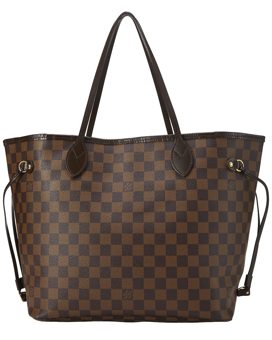 Louis Vuitton Louis Vuitton Brown Damier Ebene & Vachetta Leather Neverfull Mm (Authentic
