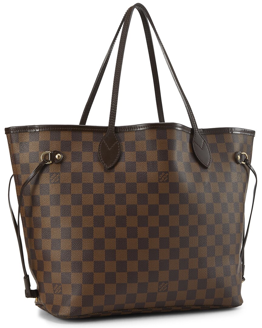 Louis Vuitton Louis Vuitton Brown Damier Ebene & Vachetta Leather Neverfull Mm (Authentic