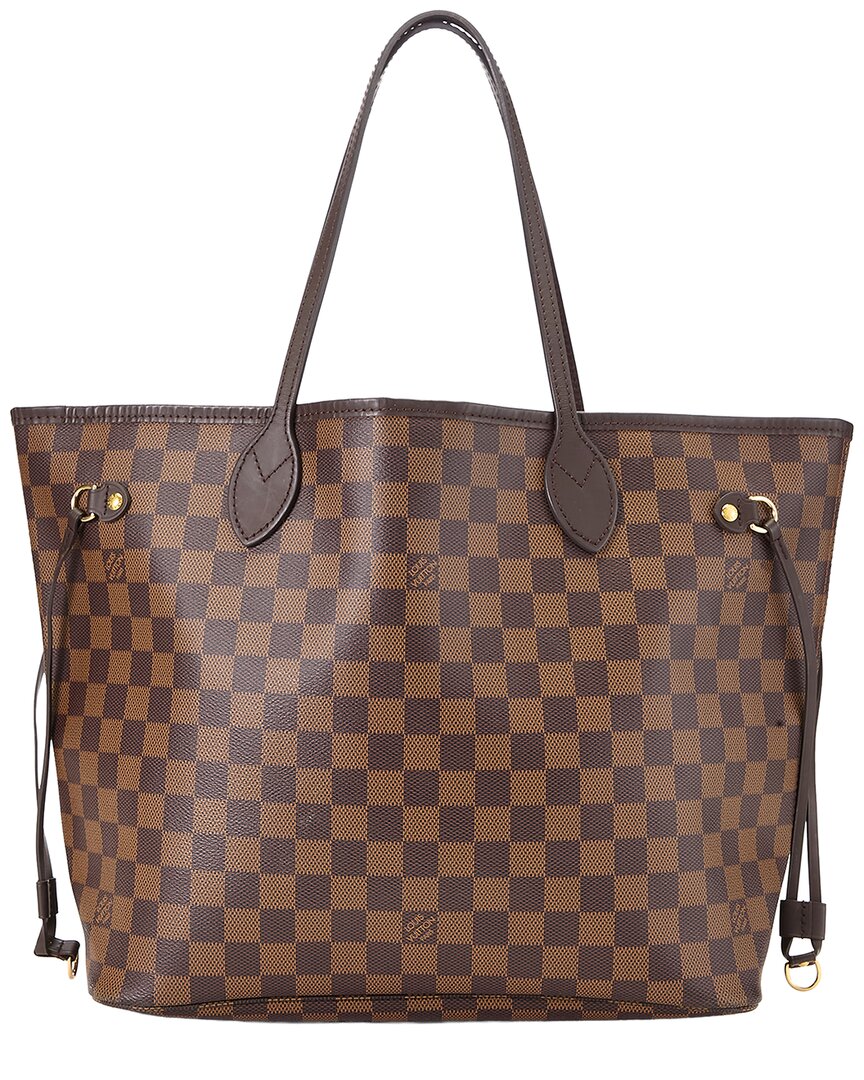 Louis Vuitton Louis Vuitton Brown Damier Ebene & Vachetta Leather Neverfull Mm (Authentic