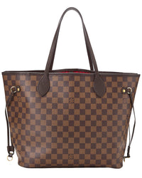 Louis Vuitton Louis Vuitton Brown Damier Ebene & Vachetta Leather Neverfull Mm (Authentic