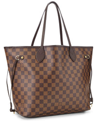 Louis Vuitton Louis Vuitton Brown Damier Ebene & Vachetta Leather Neverfull Mm (Authentic