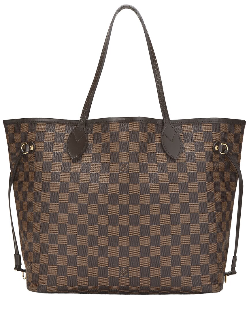 Louis Vuitton Louis Vuitton Brown Damier Ebene & Vachetta Leather Neverfull Mm (Authentic