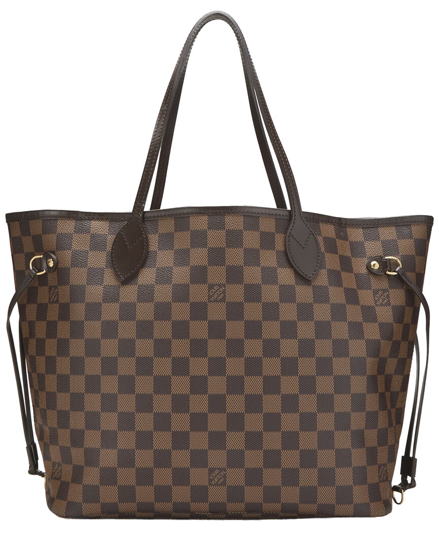 Louis Vuitton Louis Vuitton Brown Damier Ebene & Vachetta Leather Neverfull Mm (Authentic