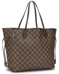 Louis Vuitton Louis Vuitton Brown Damier Ebene & Vachetta Leather Neverfull Mm (Authentic