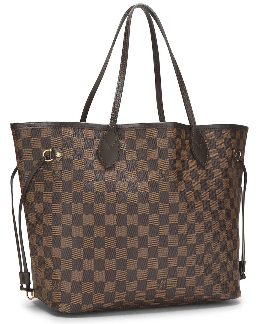 Louis Vuitton Louis Vuitton Brown Damier Ebene & Vachetta Leather Neverfull Mm (Authentic