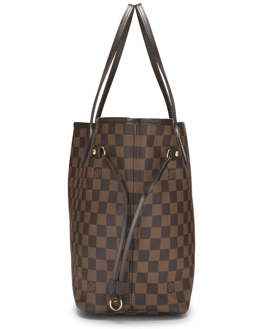 Louis Vuitton Louis Vuitton Brown Damier Ebene & Vachetta Leather Neverfull Mm (Authentic