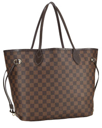 Louis Vuitton Louis Vuitton Brown Damier Ebene & Vachetta Leather Neverfull Mm (Authentic