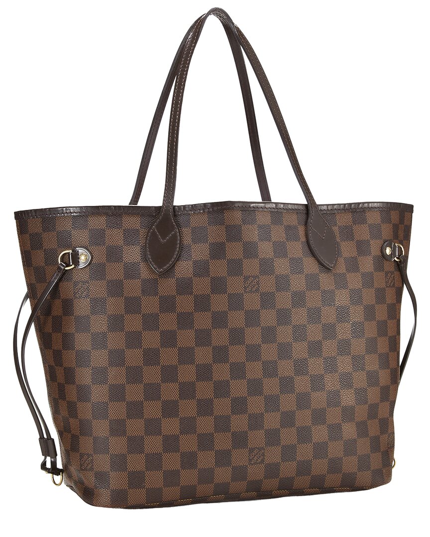 Louis Vuitton Louis Vuitton Brown Damier Ebene & Vachetta Leather Neverfull Mm (Authentic