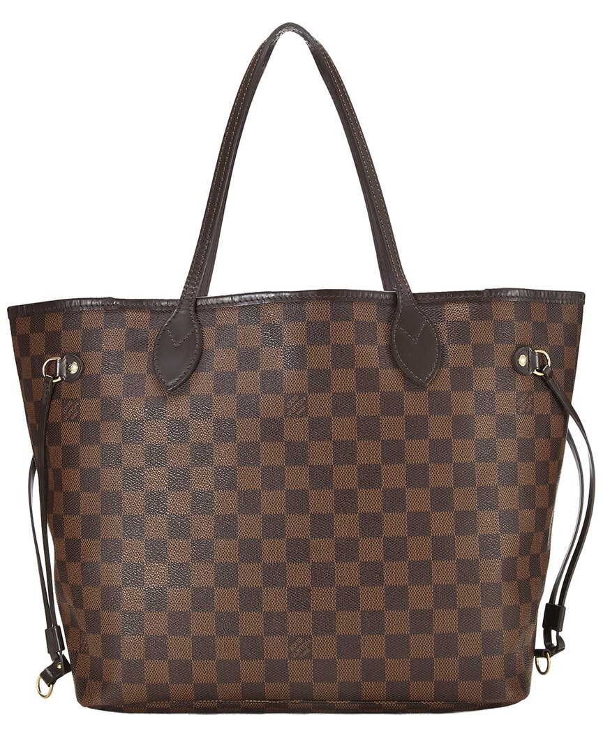 Louis Vuitton Louis Vuitton Brown Damier Ebene & Vachetta Leather Neverfull Mm (Authentic