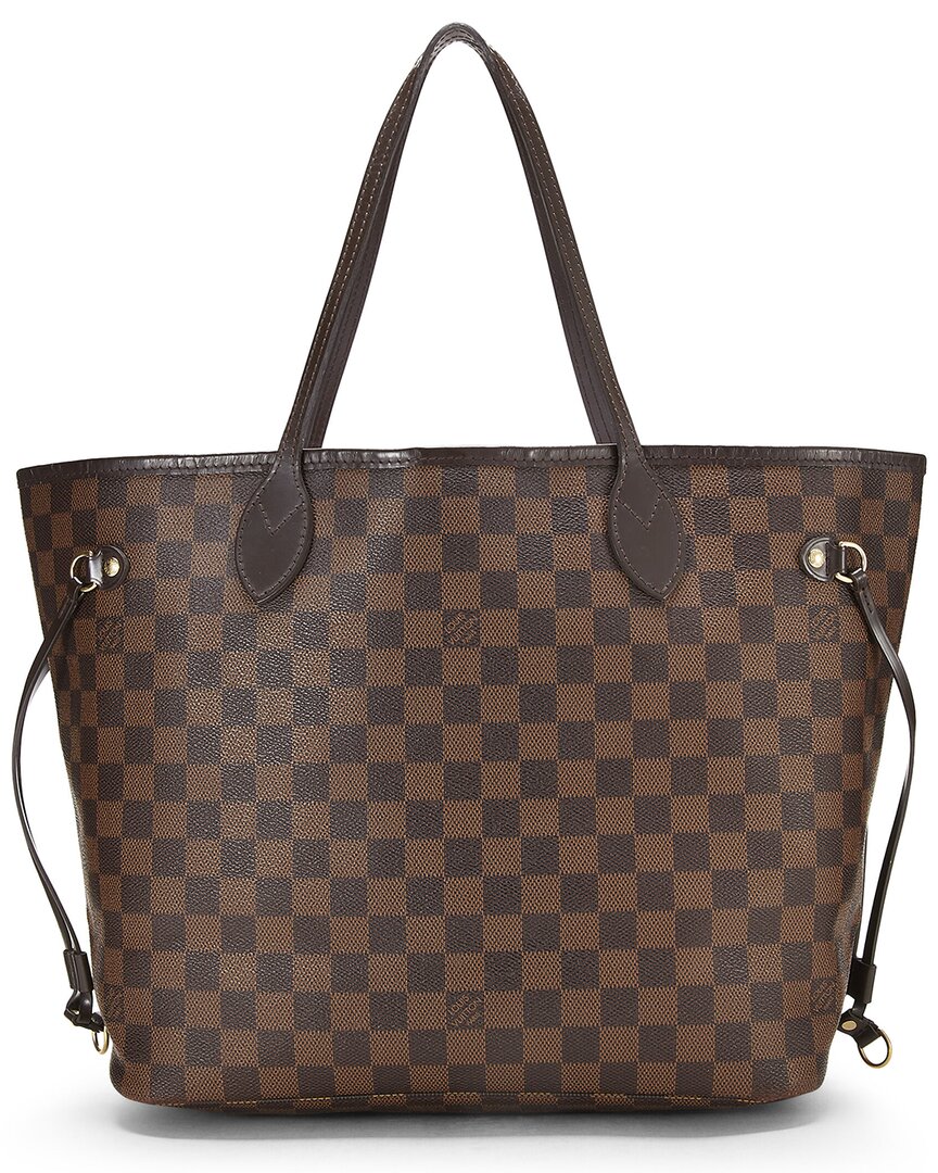 Louis Vuitton Louis Vuitton Brown Damier Ebene & Vachetta Leather Neverfull Mm (Authentic